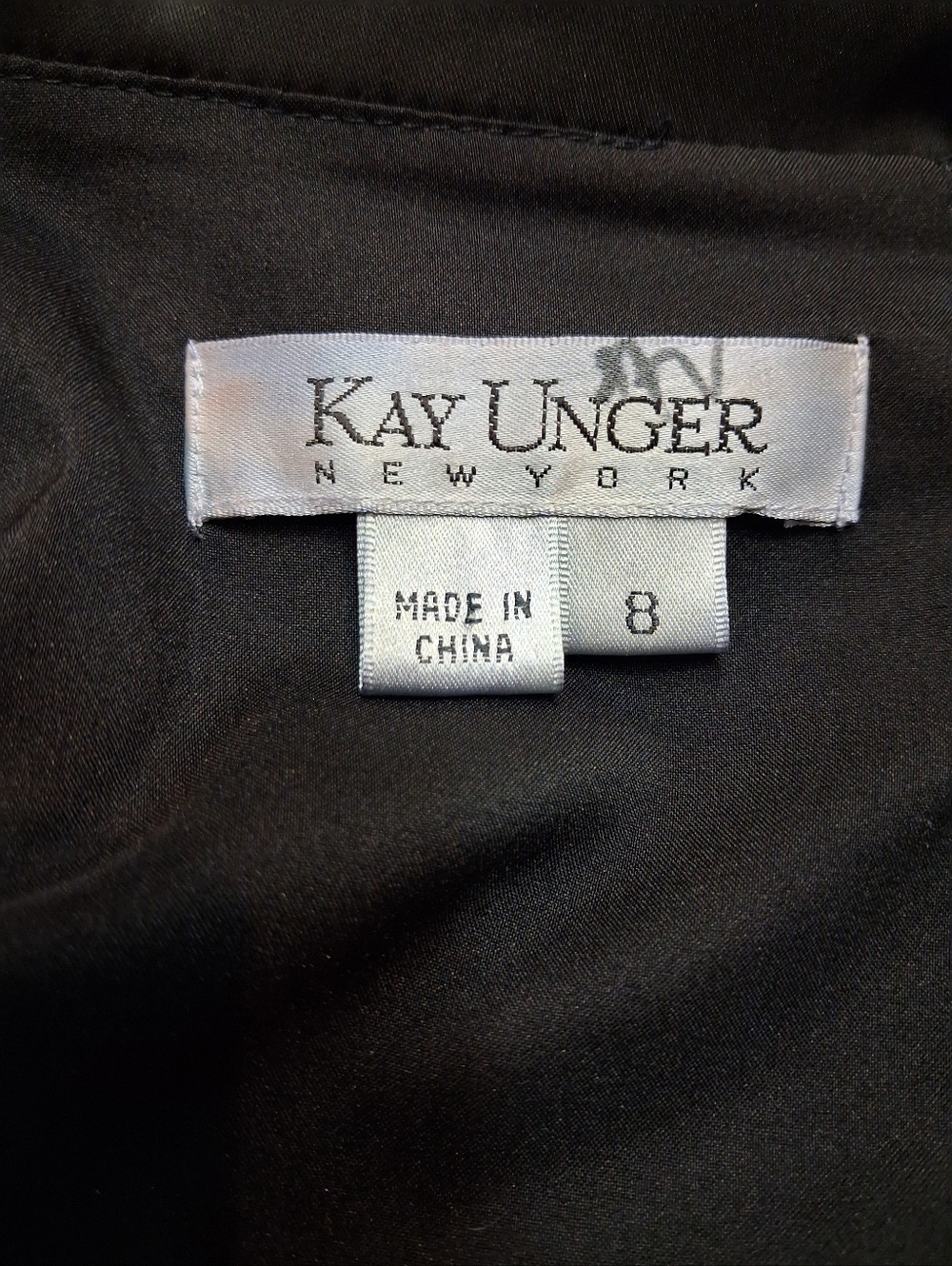 Kay Unger Size 8 Black Satin Sheath Cocktail Drees - Picture 5 of 6